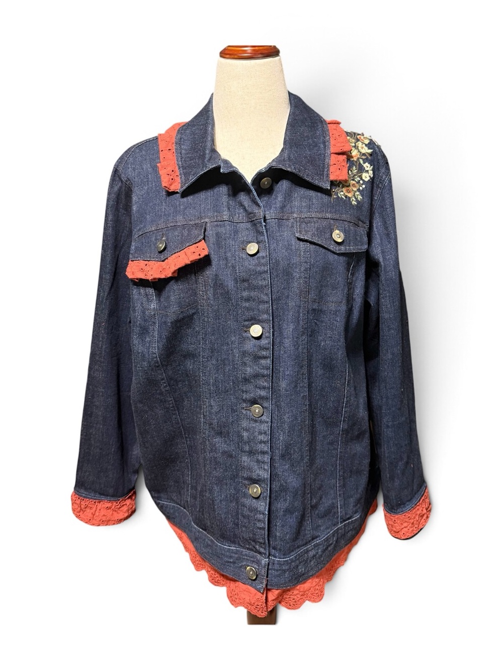 One-of-a-Kind Upcycled Denim Jacket 🌸 SZ 20